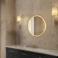 gold frame illuminated bathroom mirror
