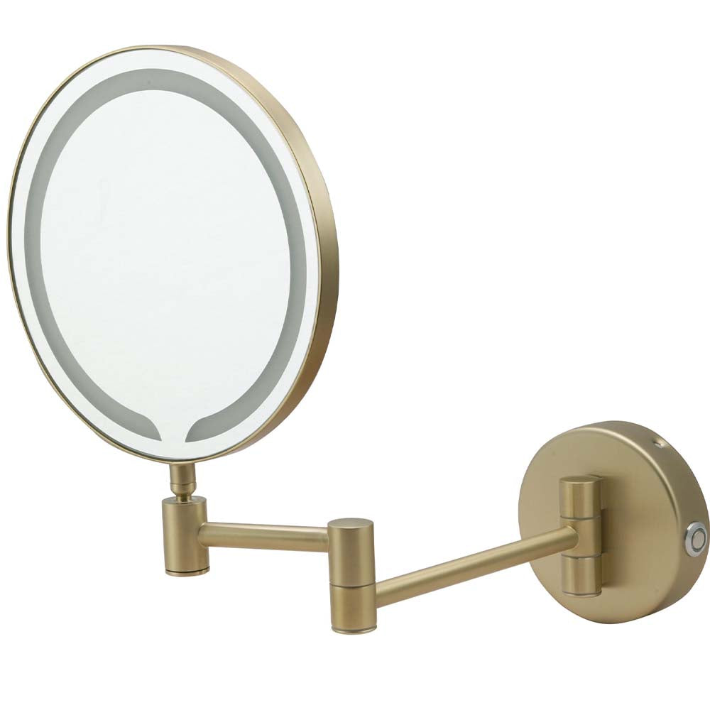 gold magnifying mirror with light Main image