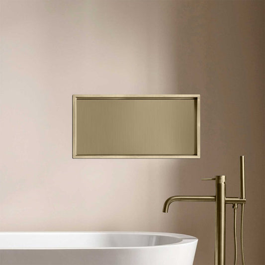 brushed gold shower niche 1200