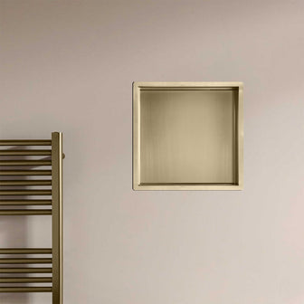 square brushed gold wall mounted shower niche Main image