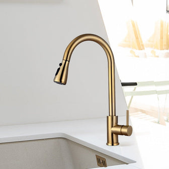 gold pull out kitchen tap Main image