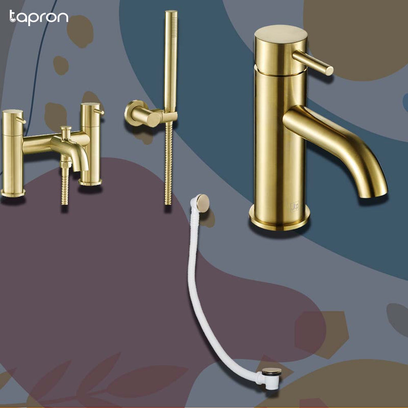 Gold click clack waste, gold bath shower mixer taps,single lever basin mixer tap