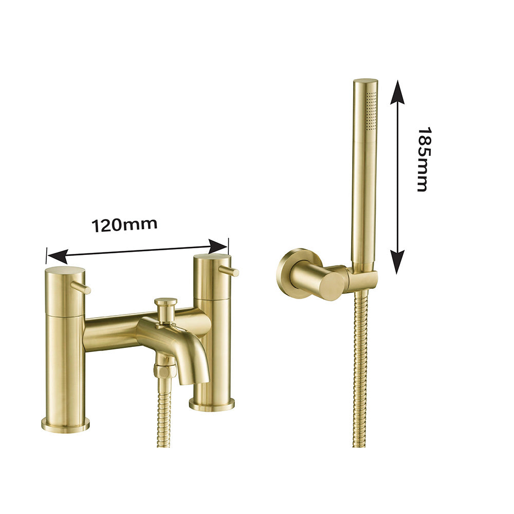 Brushed Brass Bath Combo: Mixer Tap, Waste & Designer Basin Tap Secondary image