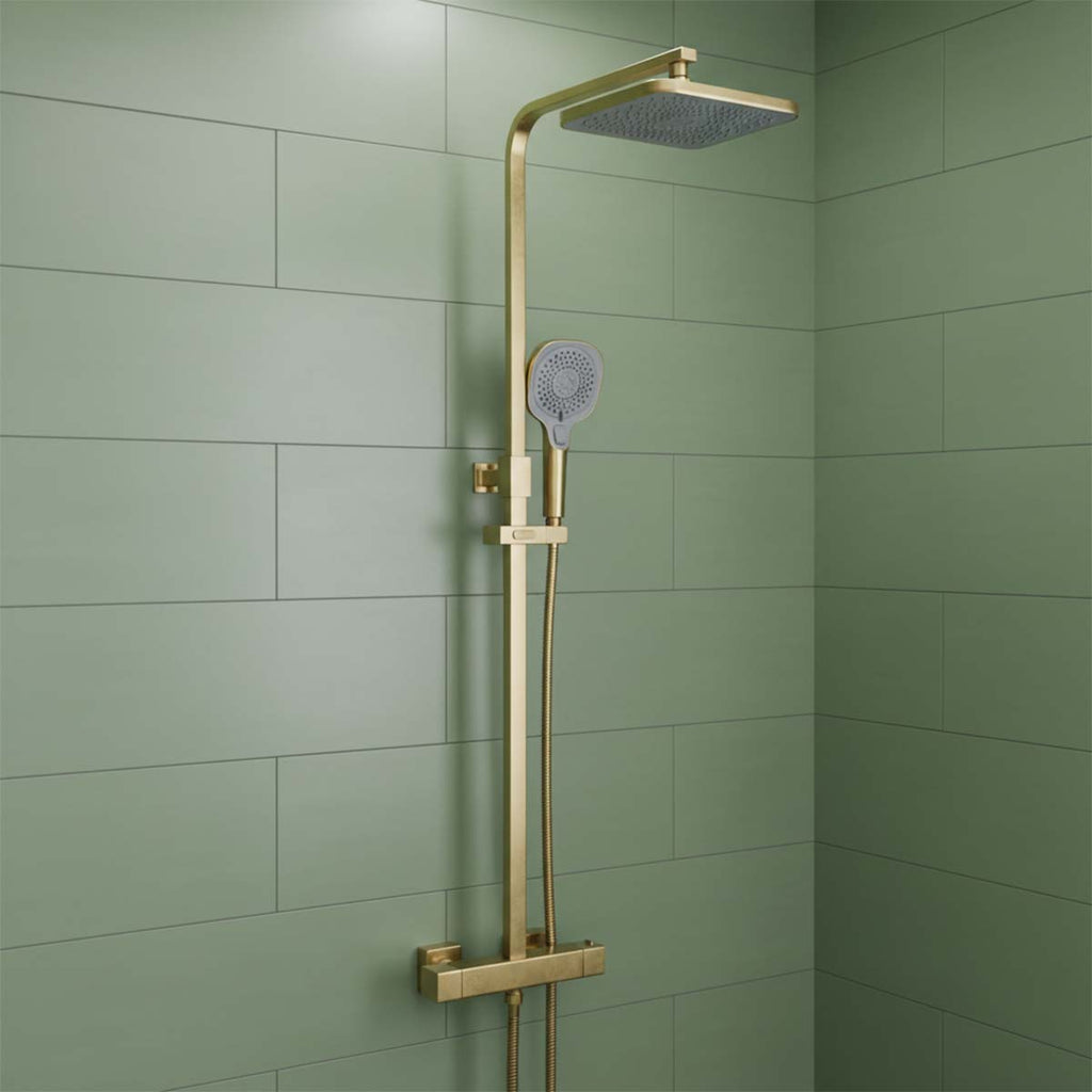 brushed gold thermostatic shower