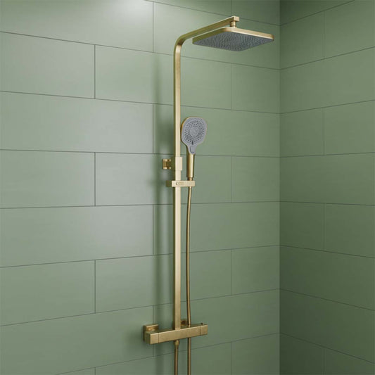 brushed gold thermostatic shower