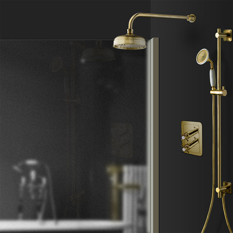 2 outlet gold concealed thermostatic shower valve