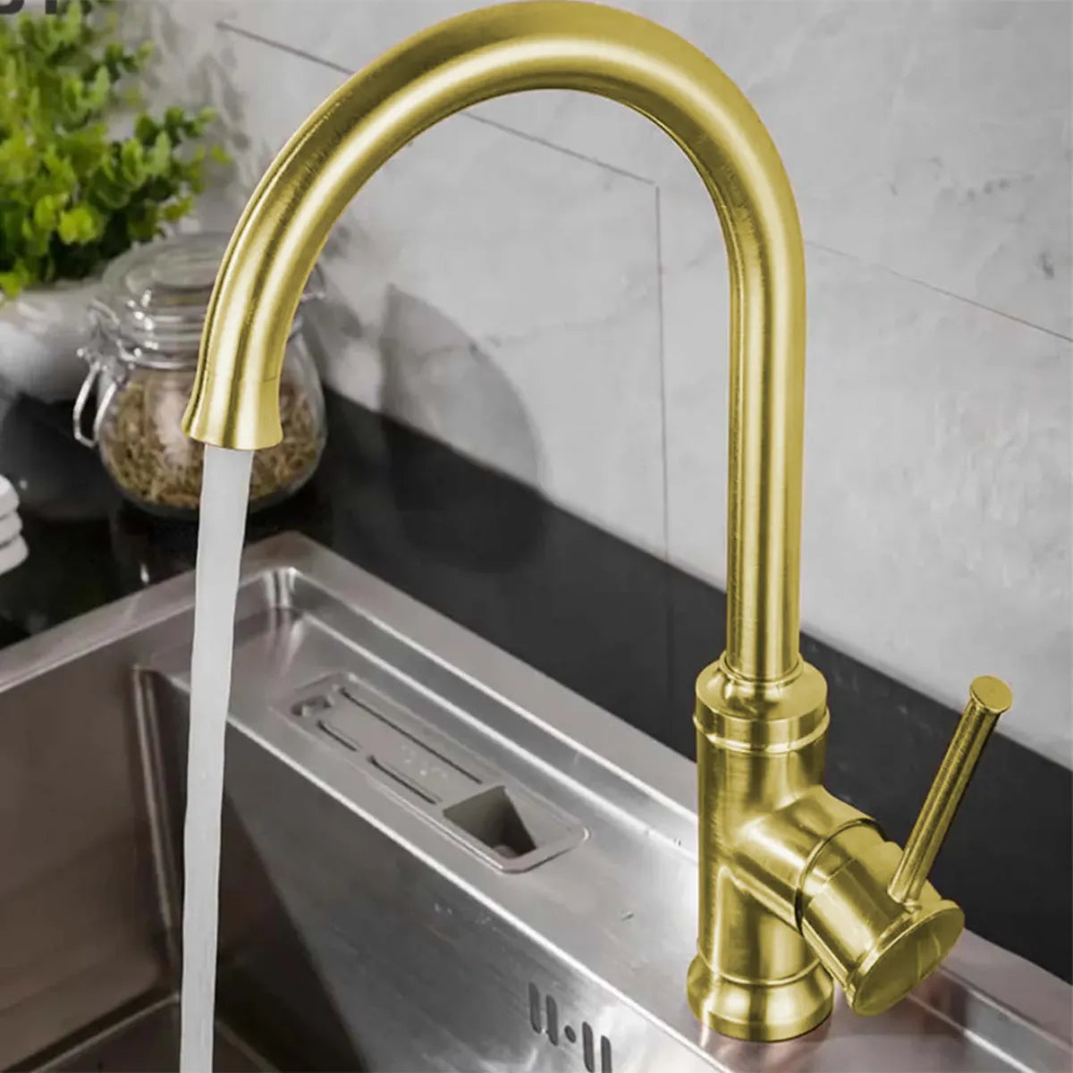 Gold Kitchen Mixer Tap with Single Lever Main image