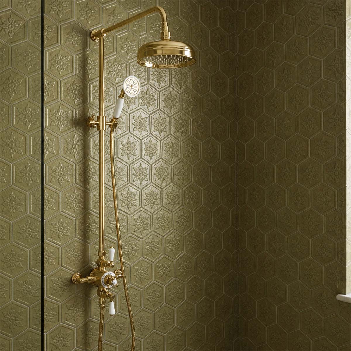 gold traditional shower mixer set 