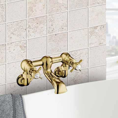 gold wall mounted crosshead bath filler