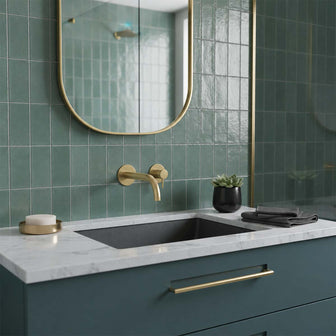 gold wall mounted taps 200mm Main image