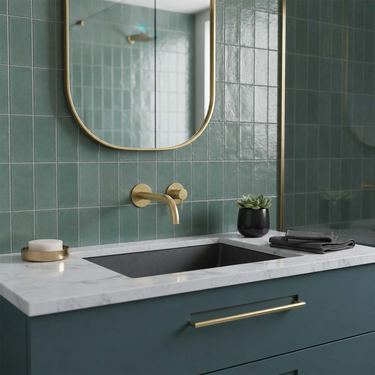 gold wall mounted taps 200mm