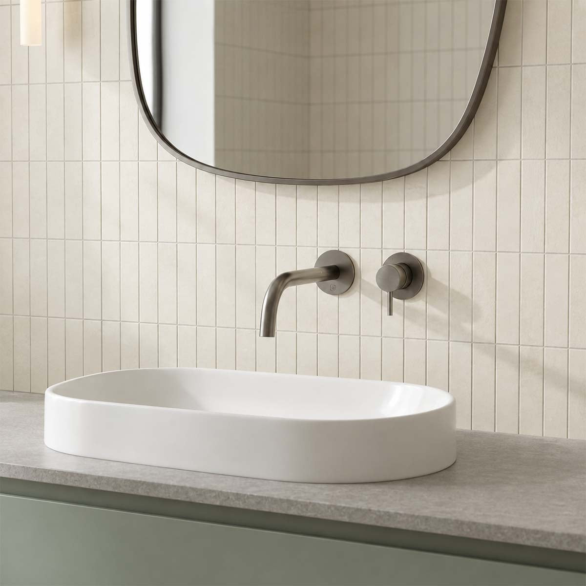 gunmetal 2 hole wall mounted basin tap mixer 250mm spout
