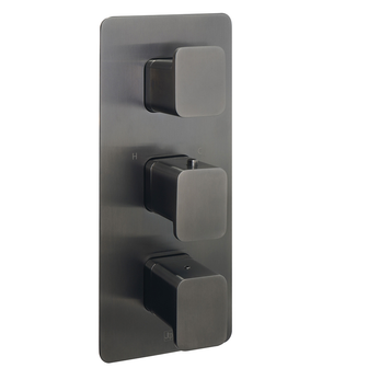 Brushed Black Thermostatic Concealed 2 Outlet Shower Valve with 3 Dials Secondary image