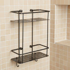 gunmetal double tier shower caddy wall mount 