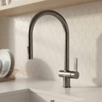 gunmetal grey kitchen tap with pull out hose