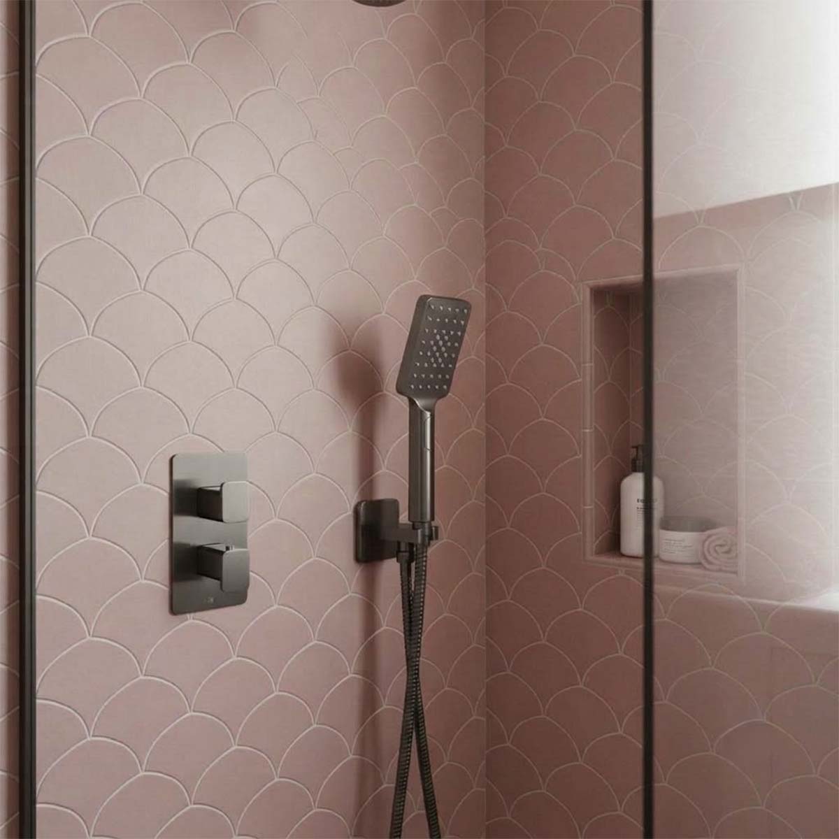 gunmetal handheld shower head with hose and braket 