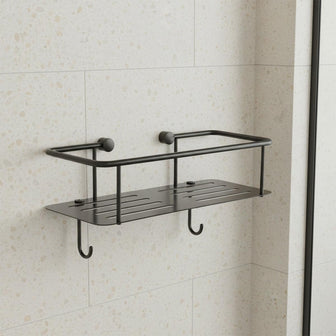 gunmetal square shower caddy with hooks Main image