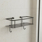 gunmetal square shower caddy with hooks