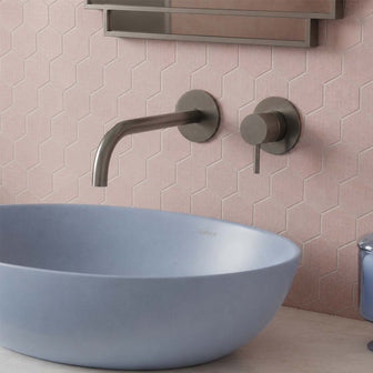 Brushed Black 2 Hole Basin Mixer with Knurled Handle 150mm Spout Secondary image
