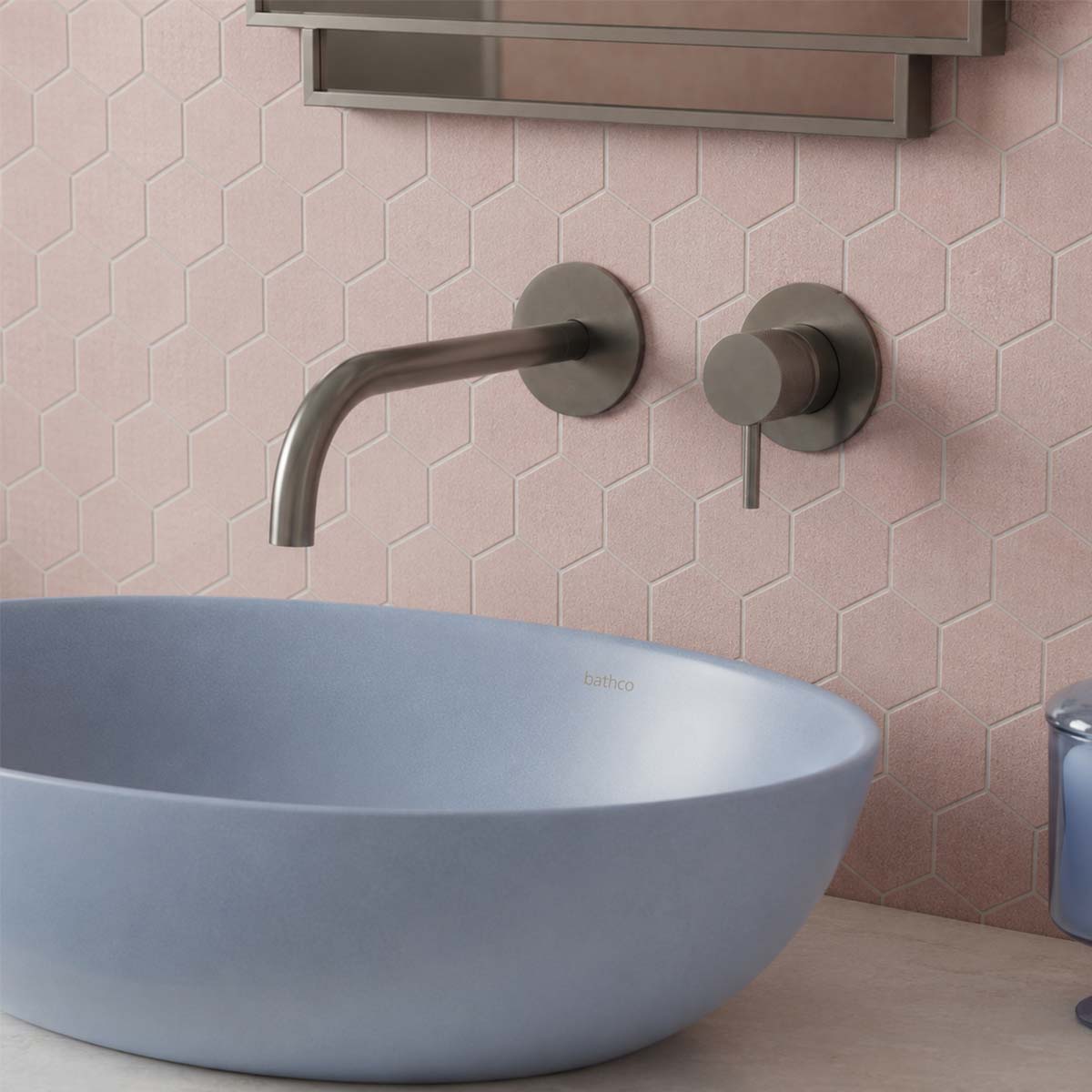 gunmetal wall mounted mixer tap with single lever