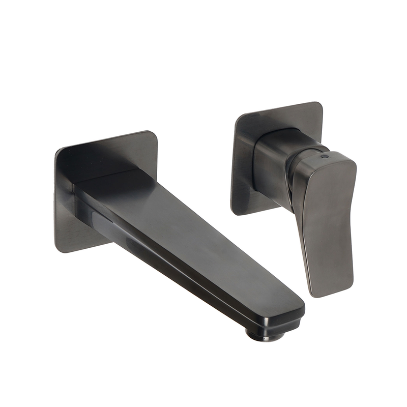 Black Wall Mounted Basin Tap with Single Lever and Back Plate