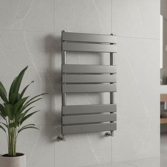 small brushed black heated towel rail radiator Main image