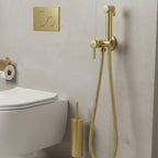 hot and cold brushed brass douche kit