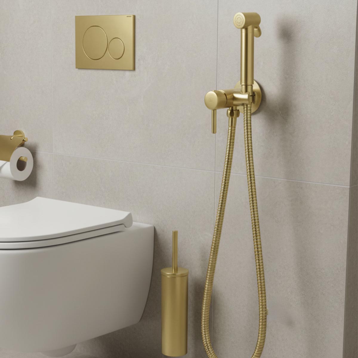 hot and cold brushed brass douche kit