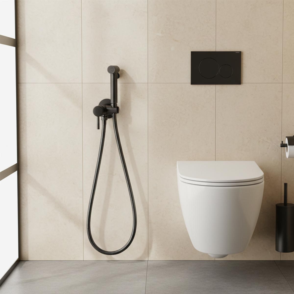 hot and cold douche kit - Matt black  Main image