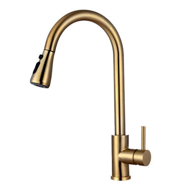 Gold Kitchen Mixer Tap with Pull Out Spray - Stainless Steel Secondary image