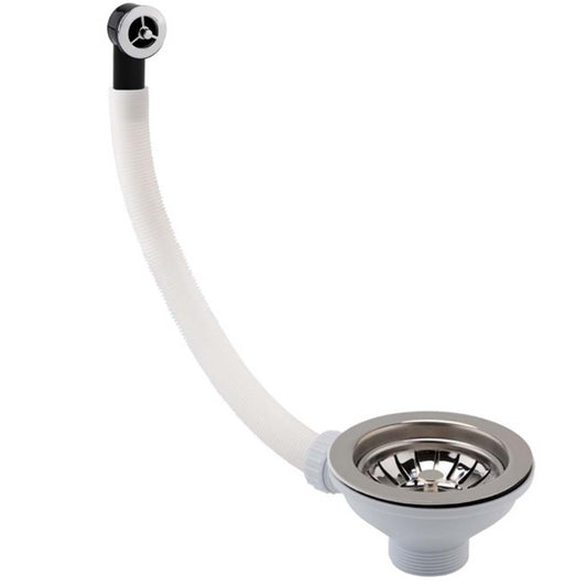 Basket Strainer Kitchen Sink Waste with Overflow - Chrome