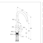 kitchen sink tap stainless steel technical drawing 
