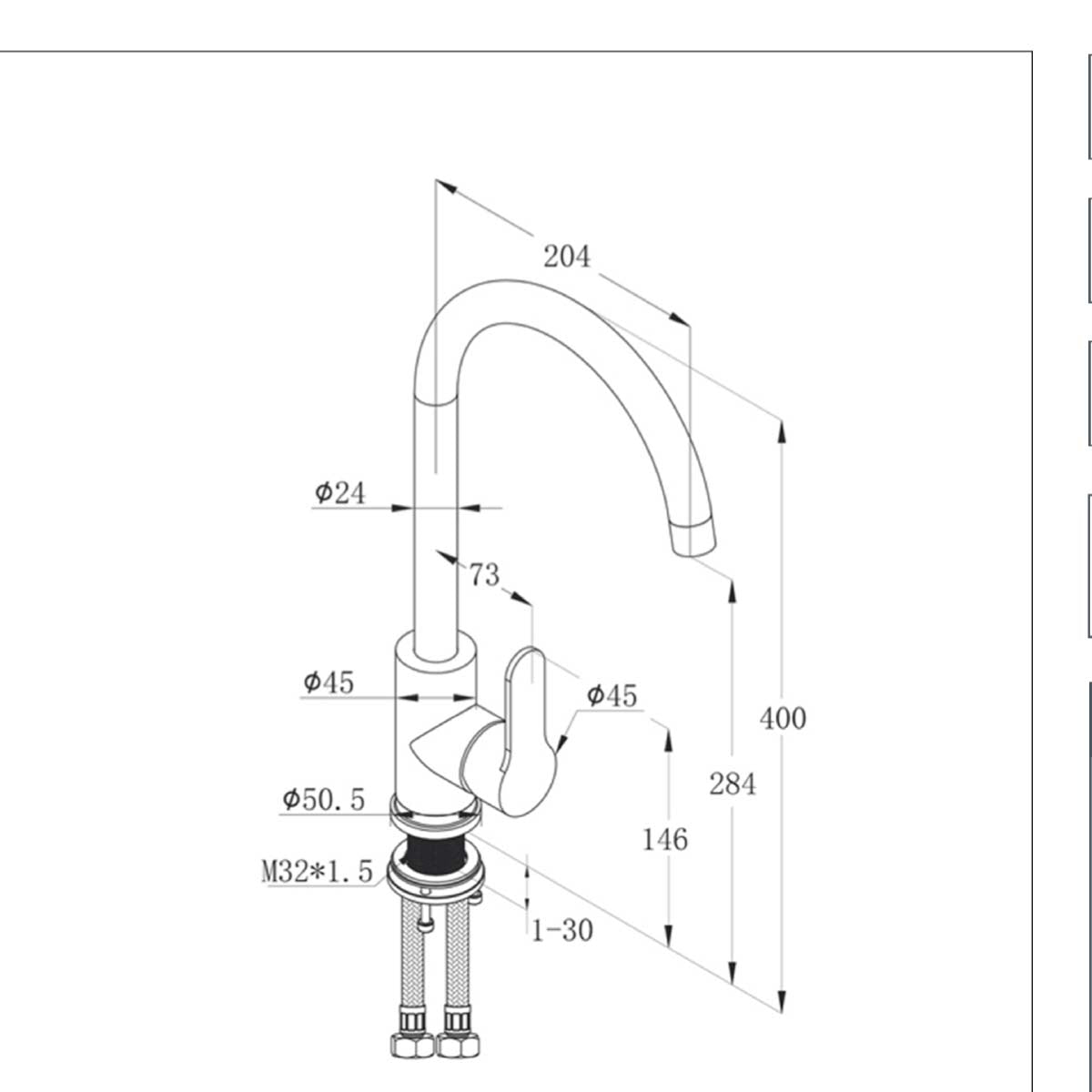 kitchen sink tap stainless steel technical drawing 