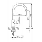 Kitchen Mixer Tap Technical Drawing