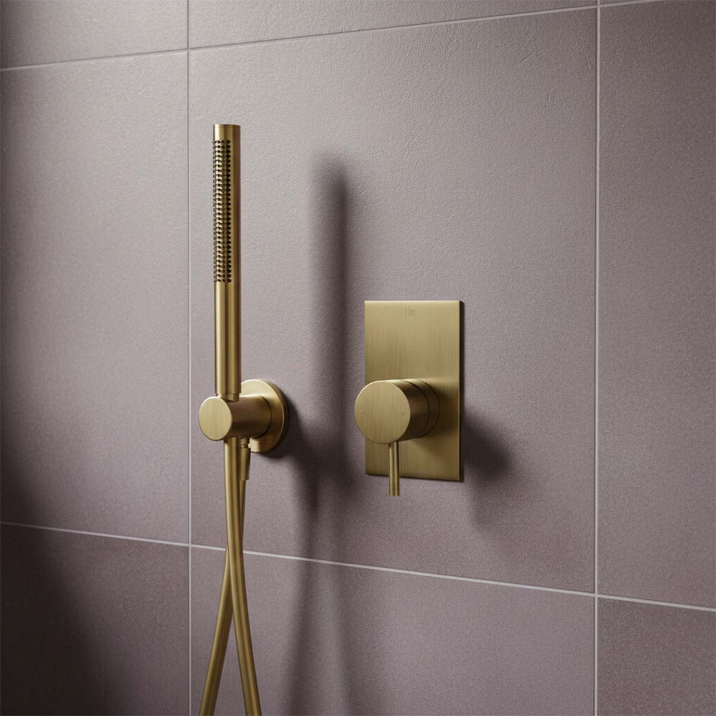 manual shower valve with single lever - brushed brass