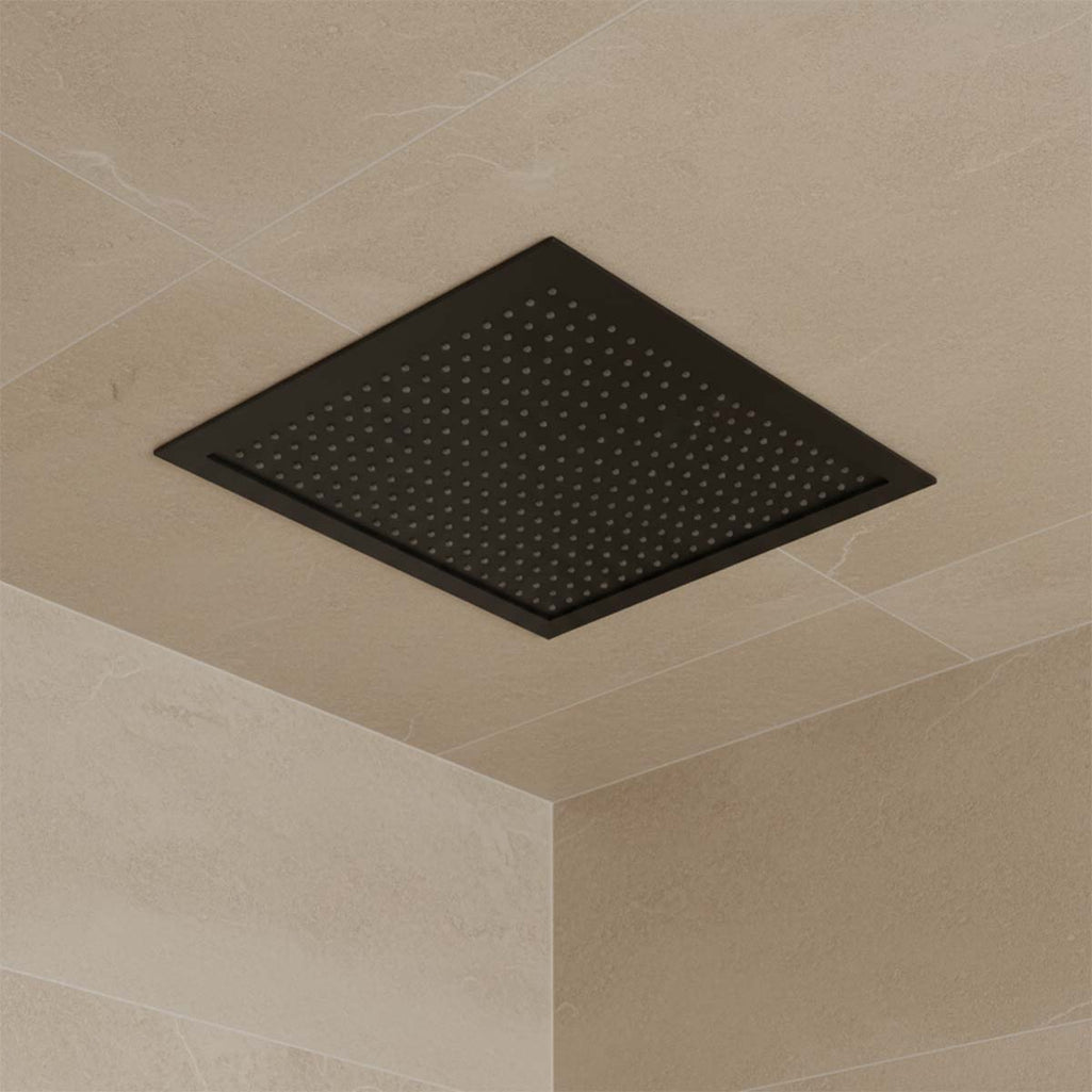 matt black 400mm ceiling mounted overhead shower 
