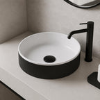 matt black and white ceramic countertop  basin