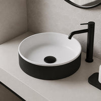 matt black and white ceramic countertop  basin