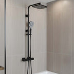 matt black concealed thermostatic shower set 2 outlets 