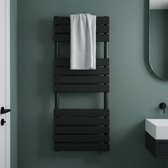 matt black dual fuel towel warmer  Main image