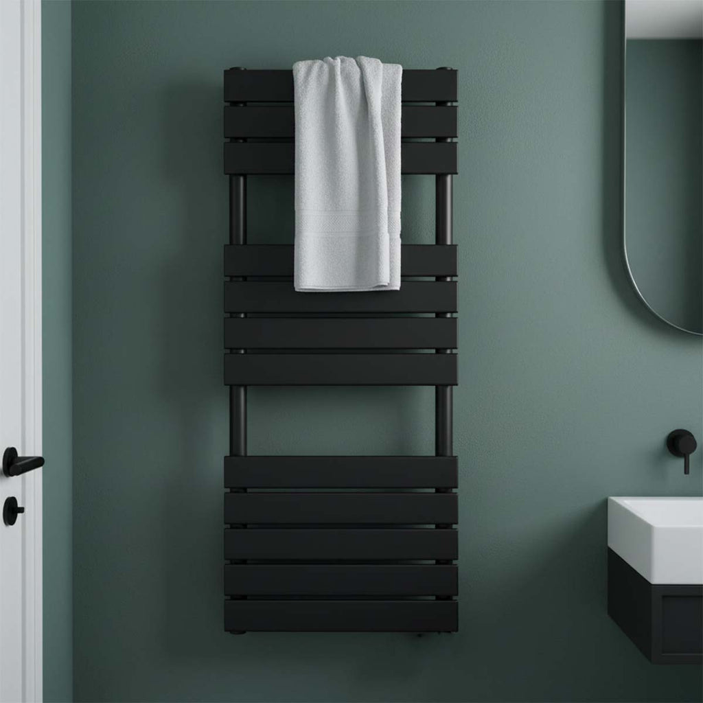 matt black dual fuel towel warmer 
