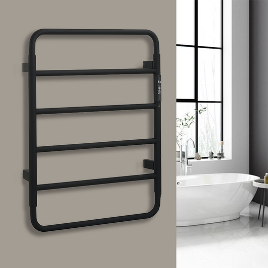 matt black electric heated towel rail 1000