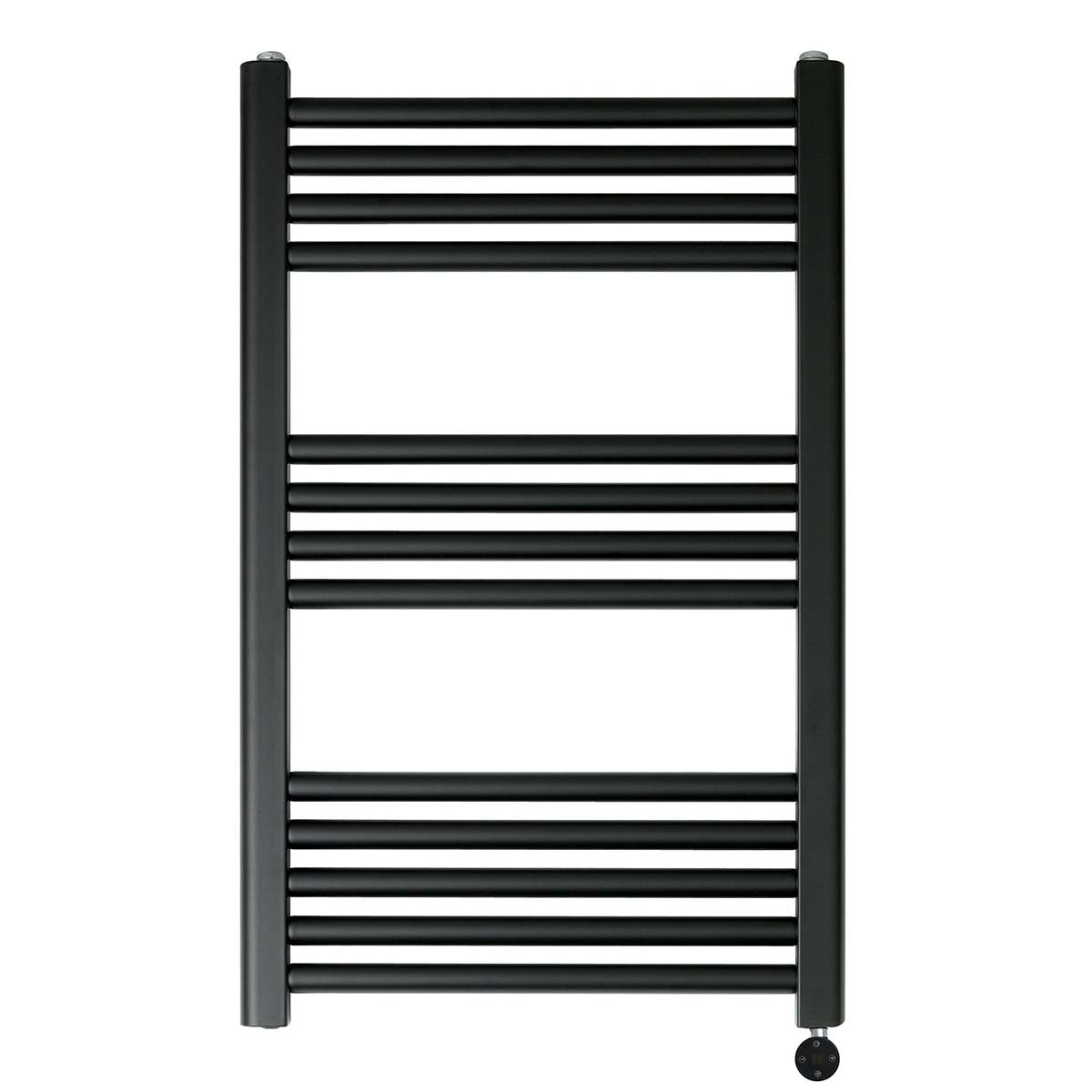 black electric heated bathroom radiator