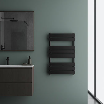 matt black flat bars towel radiator 800mm Main image