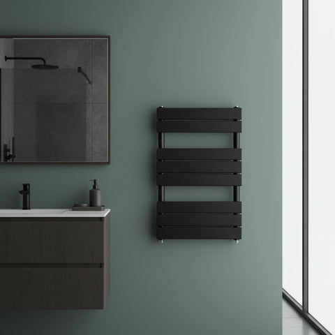matt black flat bars towel radiator 800mm