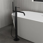 matt black floor standing bath tap with pencil shower handset 