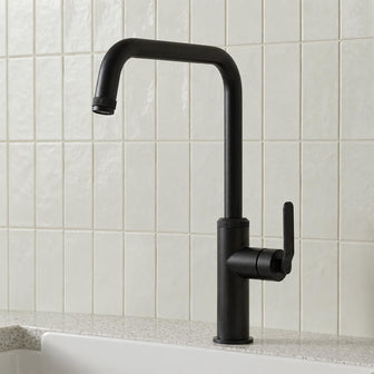 matt black kitchen tap with single lever  Main image
