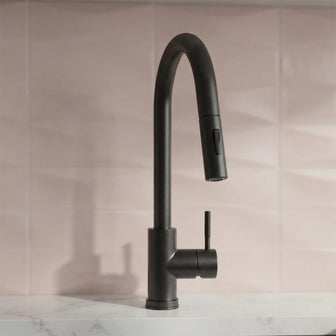 matt black pull out kitchen tap stainless steel Main image