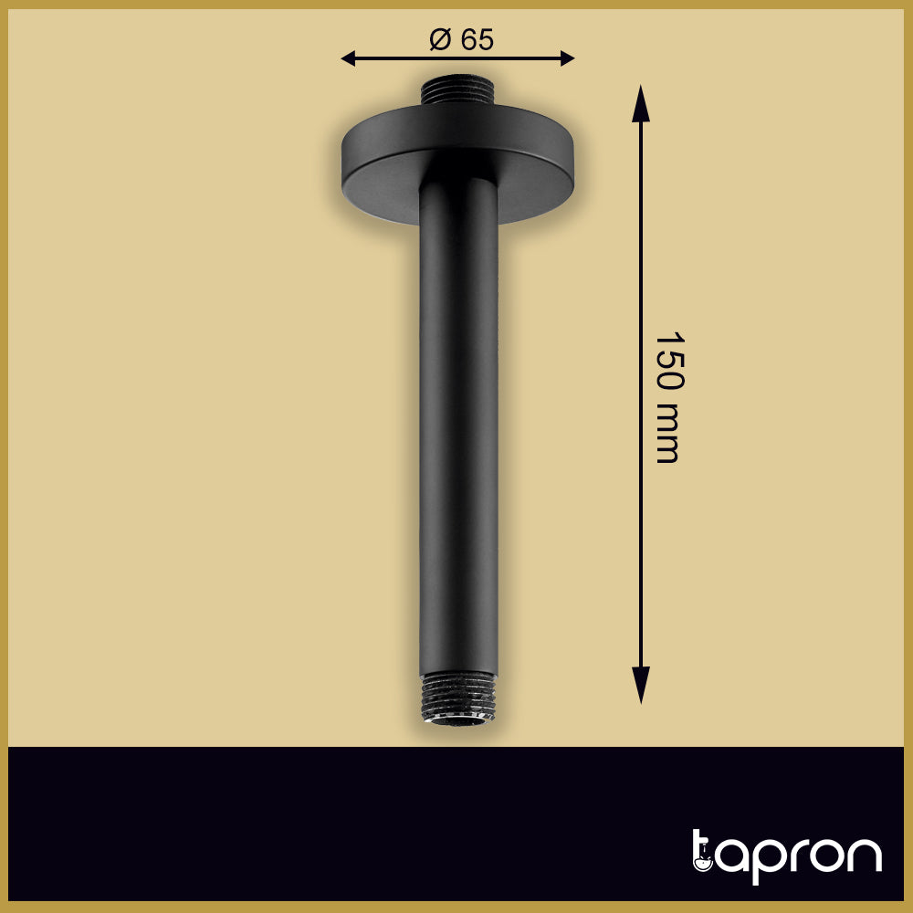 Bathroom Ceiling Shower Arm 150mm - Matt Black Secondary image