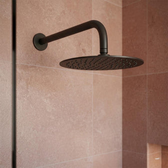 matt black shower head 300mm with shower arm 400mm Main image